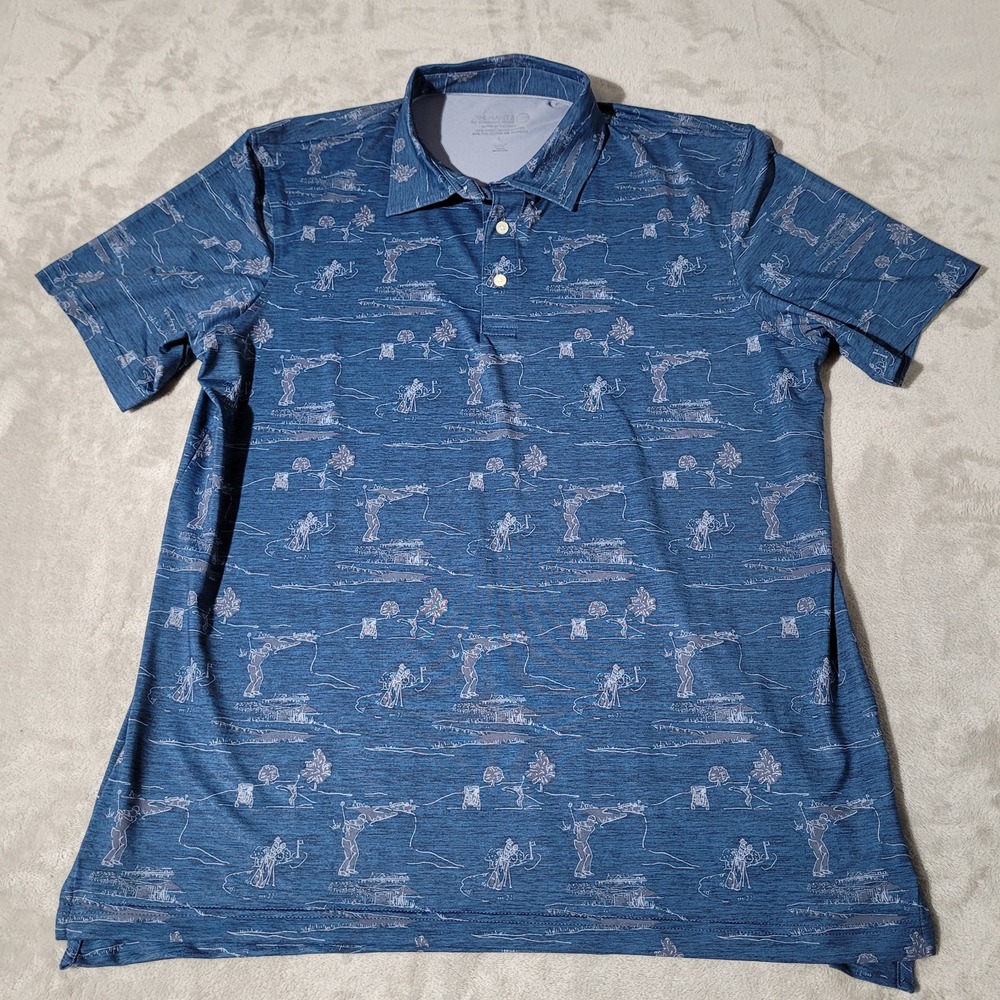 Vineyard‎ Vines Jim Nantz Golf Polo Men's Size Large Blue Golfer Graphic Design